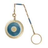 TIFFANY & CO, AN ANTIQUE ENAMEL COMPACT PENDANT in 14ct yellow gold, the circular face inscribed