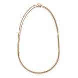 A GOLD CHAIN NECKLACE in 18ct yellow gold, comprising a gold snake link chain, stamped 750, 85.