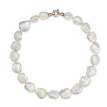 A BAROQUE KESHI PEARL NECKLACE in silver, comprising a single row of baroque pearls, stamped 925,