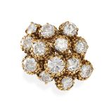 VAN CLEEF & ARPELS, A VINTAGE DIAMOND DRESS RING,1960S in 18ct yellow gold, set with a cluster of