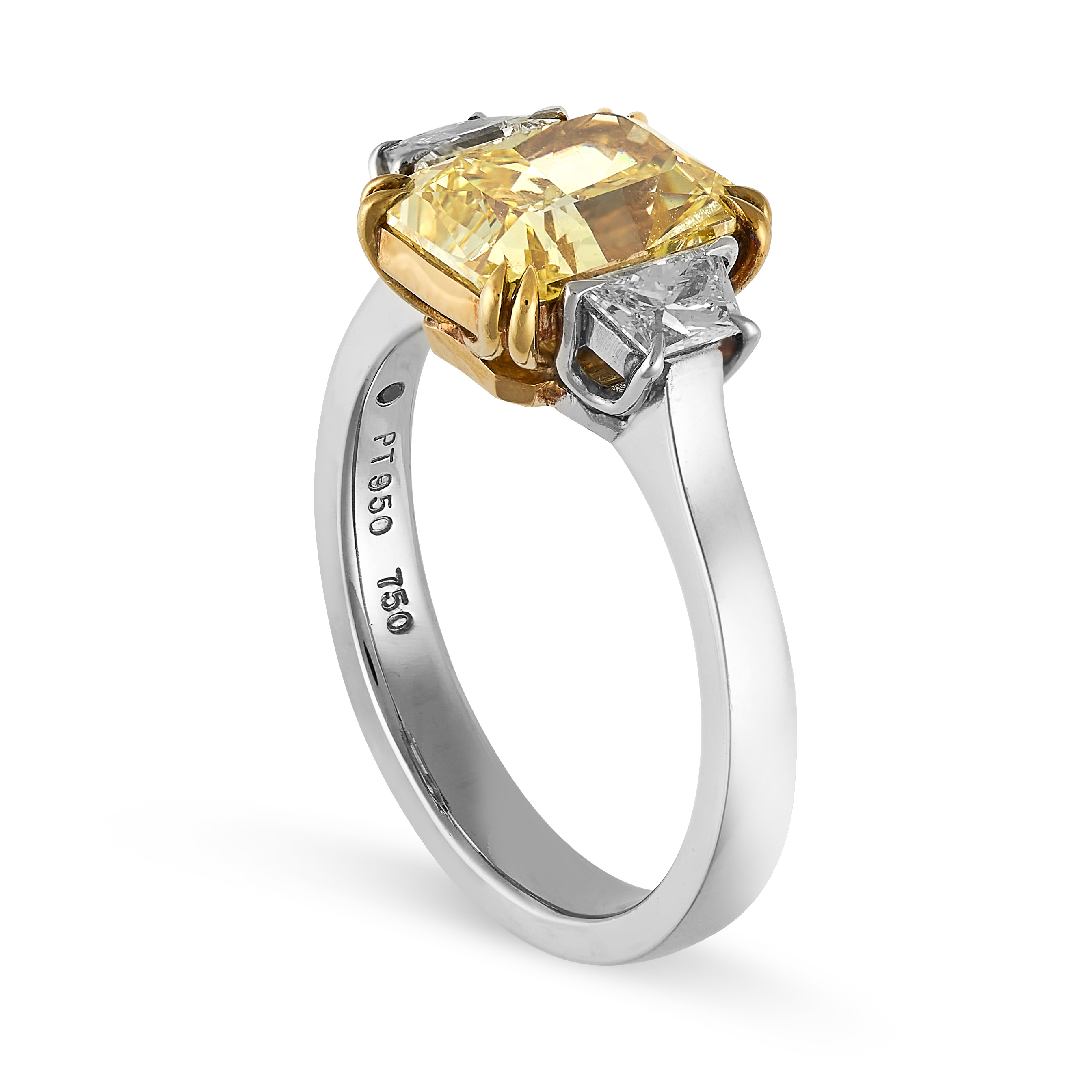 A 2.61 CARAT INTERNALLY FLAWLESS FANCY VIVID YELLOW DIAMOND RING in platinum and 18ct yellow gold, - Image 2 of 2