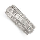 TIFFANY & CO, A DIAMOND ETERNITY BAND RING in platinum, the band set with a central row of square