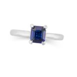 A BURMA NO HEAT SAPPHIRE RING in white gold, set with an emerald cut sapphire of 1.13 carats, no