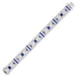 BLACK, STARR & FROST, A FINE ART DECO SAPPHIRE AND DIAMOND BRACELET in platinum, in open framework