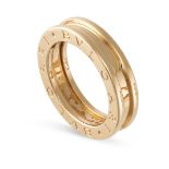 BULGARI, A B.ZERO 1 RING in 18ct yellow gold, with engraved lettering 'BVLGARI' to the sides, signed