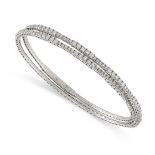 A TWO ROW DIAMOND LINE BRACELET in 18ct white gold, comprising two rows set with round brilliant cut