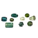 A COLLECTION OF UNMOUNTED GREEN TOURMALINES, various cuts, all totalling 26.4 carats.