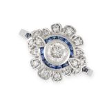 A DIAMOND AND SAPPHIRE DRESS RING in 18ct white gold, set with a round brilliant cut diamond of