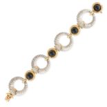 BOUCHERON, A CARVED ROCK CRYSTAL, ONYX AND DIAMOND BRACELET in 18ct yellow gold, with carved rock