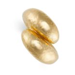 LALAOUNIS, A GOLD CROSSOVER RING in 22ct yellow gold, with a hammered gold finish, Lalaounis maker's