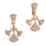 BULGARI, A PAIR OF DIVAS' DREAM DROP EARRINGS in 18ct rose gold, each comprising a series of fan