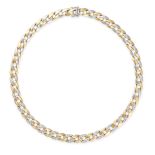 A DIAMOND CURB CHAIN NECKLACE in 18ct yellow and white gold, comprising a bicolour curb link