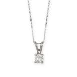 A SOLITAIRE DIAMOND PENDANT AND CHAIN in 9ct white gold, set with a round brilliant cut diamond of