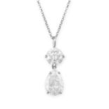 A FINE DIAMOND PENDANT NECKLACE in 18ct white gold, the pendant set with a round brilliant cut