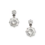 A PAIR OF DIAMOND DROP EARRINGS each set with a principal round brilliant cut diamond of 1.15 and