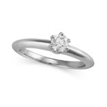 TIFFANY & CO., A SOLITAIRE DIAMOND ENGAGEMENT RING in platinum, set with a round brilliant cut