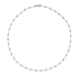 A DIAMOND CHAIN NECKLACE in 18ct white gold, the chain set with thirty seven round brilliant cut