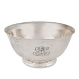 TIFFANY & CO., A SILVER PUNCH BOWL the bowl with an engraved 'GBC' monogram, signed Tiffany & Co....