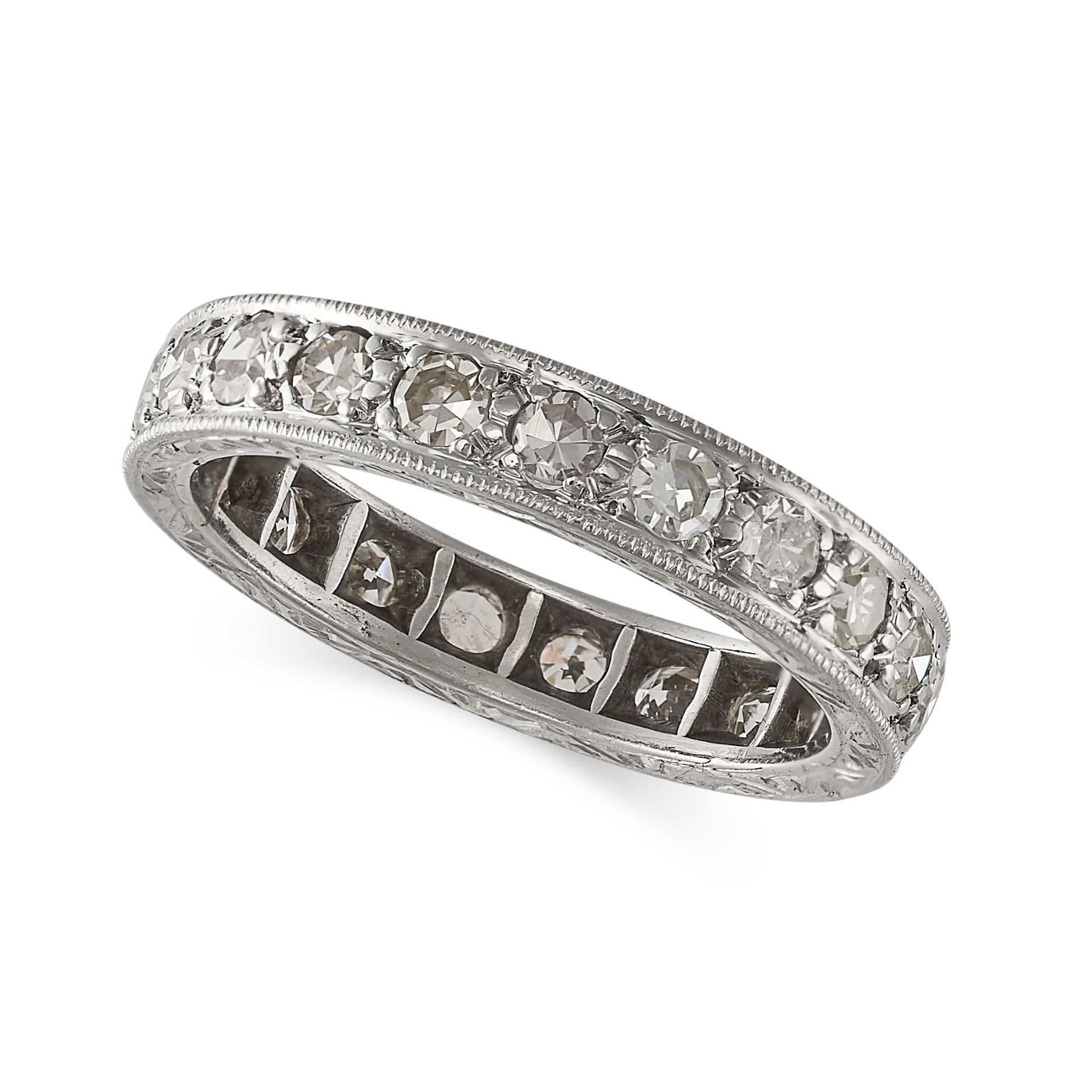 A DIAMOND ETERNITY RING set all around with a row of single cut diamonds, the diamond totalling 1...