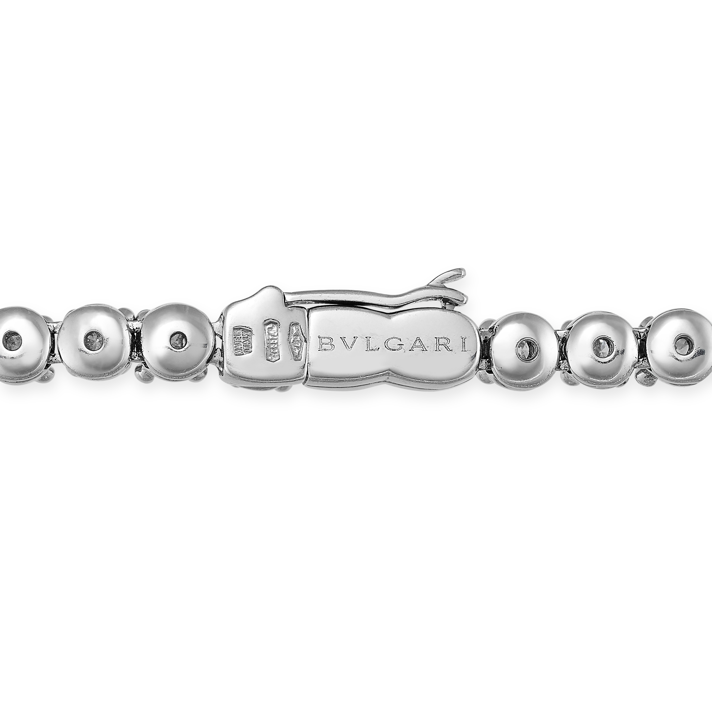 BULGARI, A DIAMOND LINE BRACELET in 18ct white gold, set with a row of round brilliant cut - Image 2 of 2