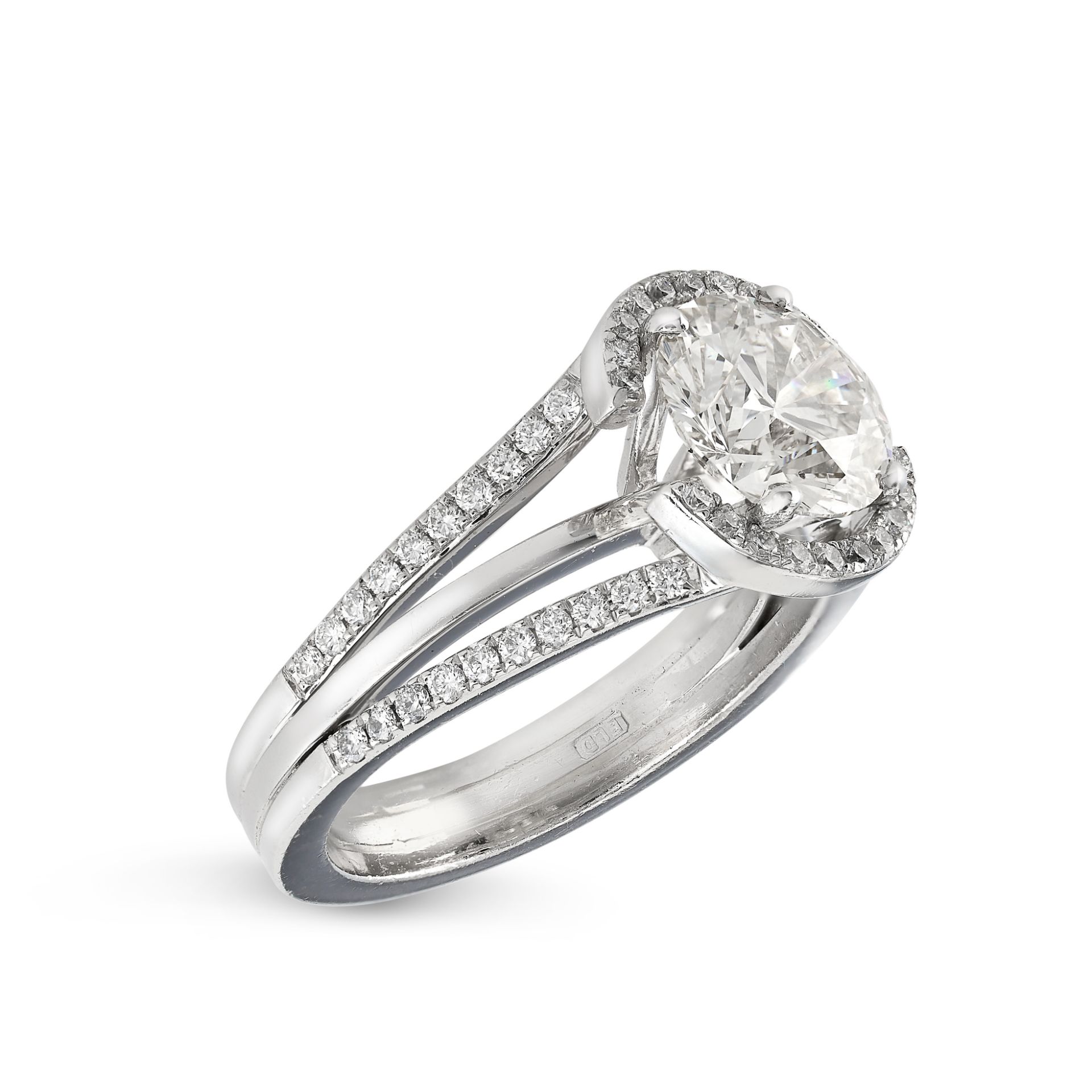 A 2.67 CARAT DIAMOND ENGAGEMENT RING in platinum, set with a round brilliant cut diamond of 2.67 - Image 2 of 2