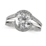 A 2.67 CARAT DIAMOND ENGAGEMENT RING in platinum, set with a round brilliant cut diamond of 2.67