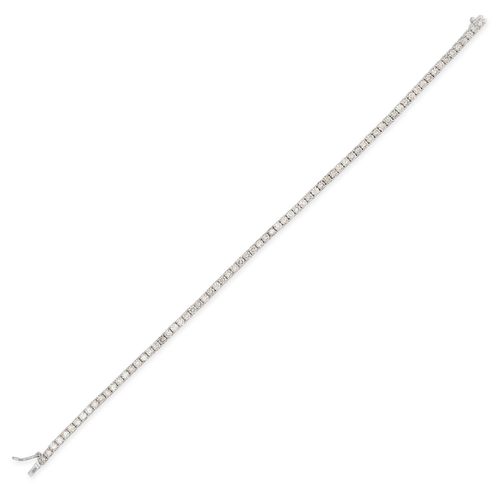 A 3.25 CARAT DIAMOND LINE BRACELET in 18ct white gold, set with a row of seventy four round