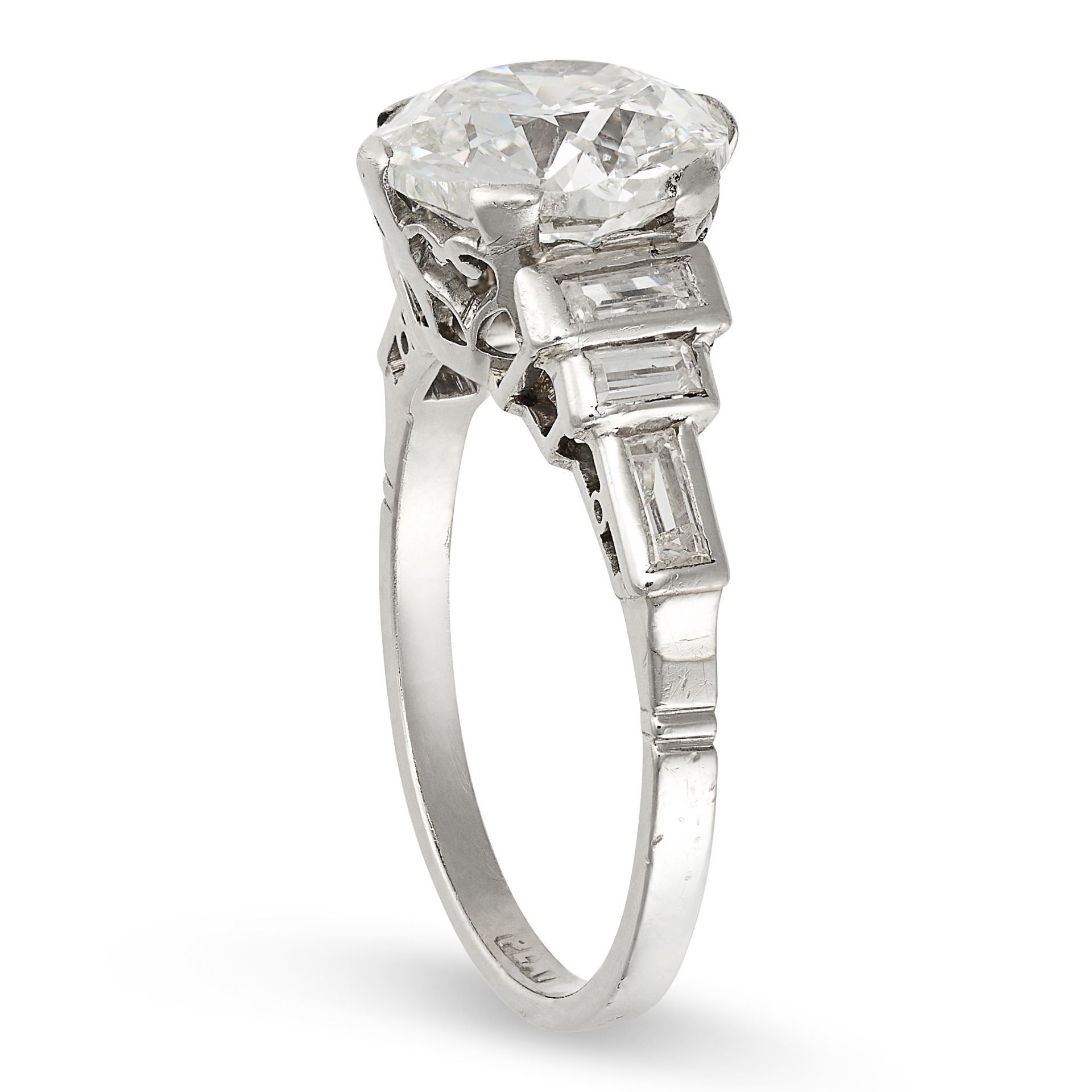 A SOLITAIRE DIAMOND RING in platinum, set with an old European cut diamond of approximately 3.00 - Image 2 of 2