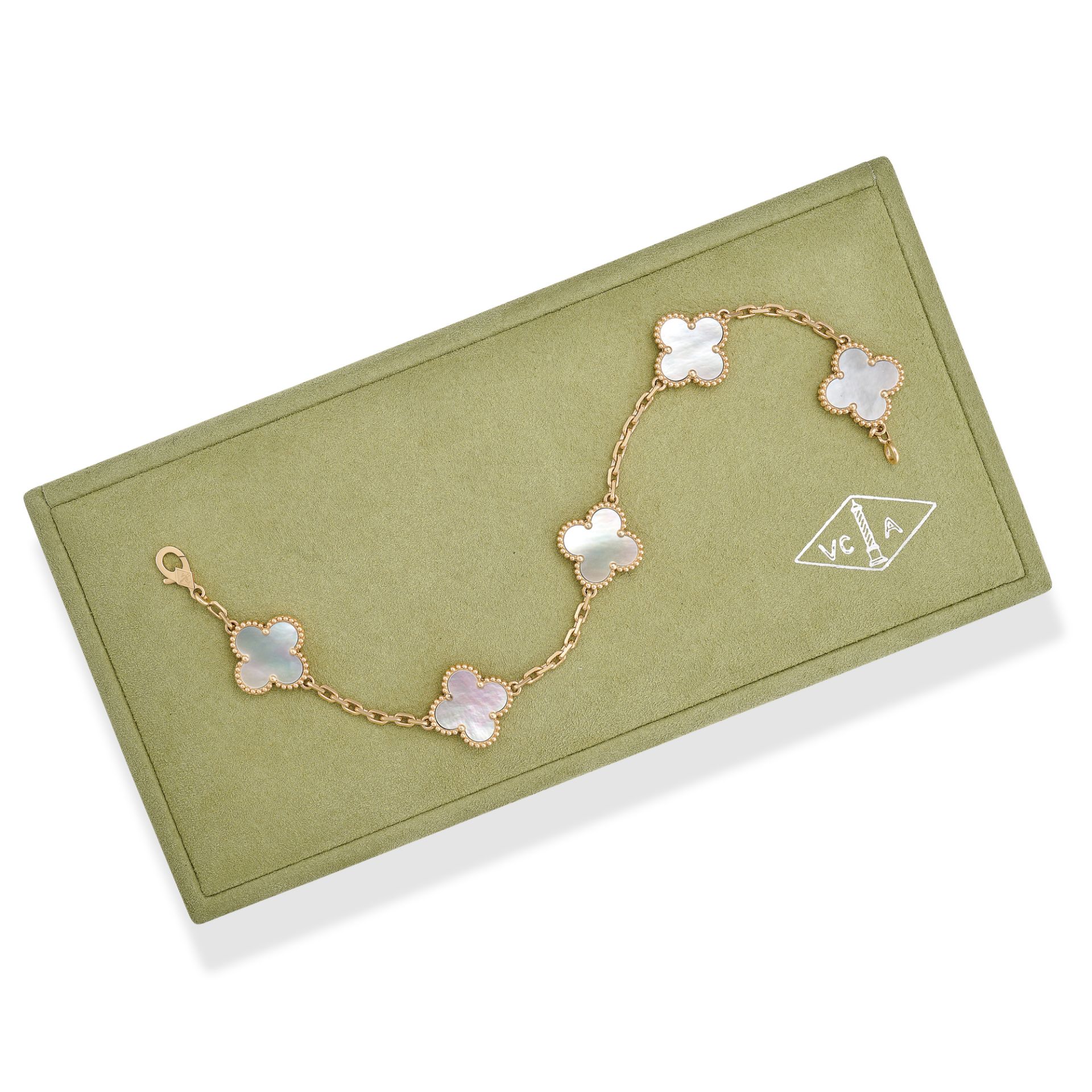 VAN CLEEF & ARPELS, A MOTHER OF PEARL ALHAMBRA BRACELET in 18ct yellow gold, comprising five - Image 2 of 4