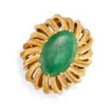 LALAOUNIS, A JADEITE JADE RING in 18ct yellow gold, set with an oval polished jade piece in a