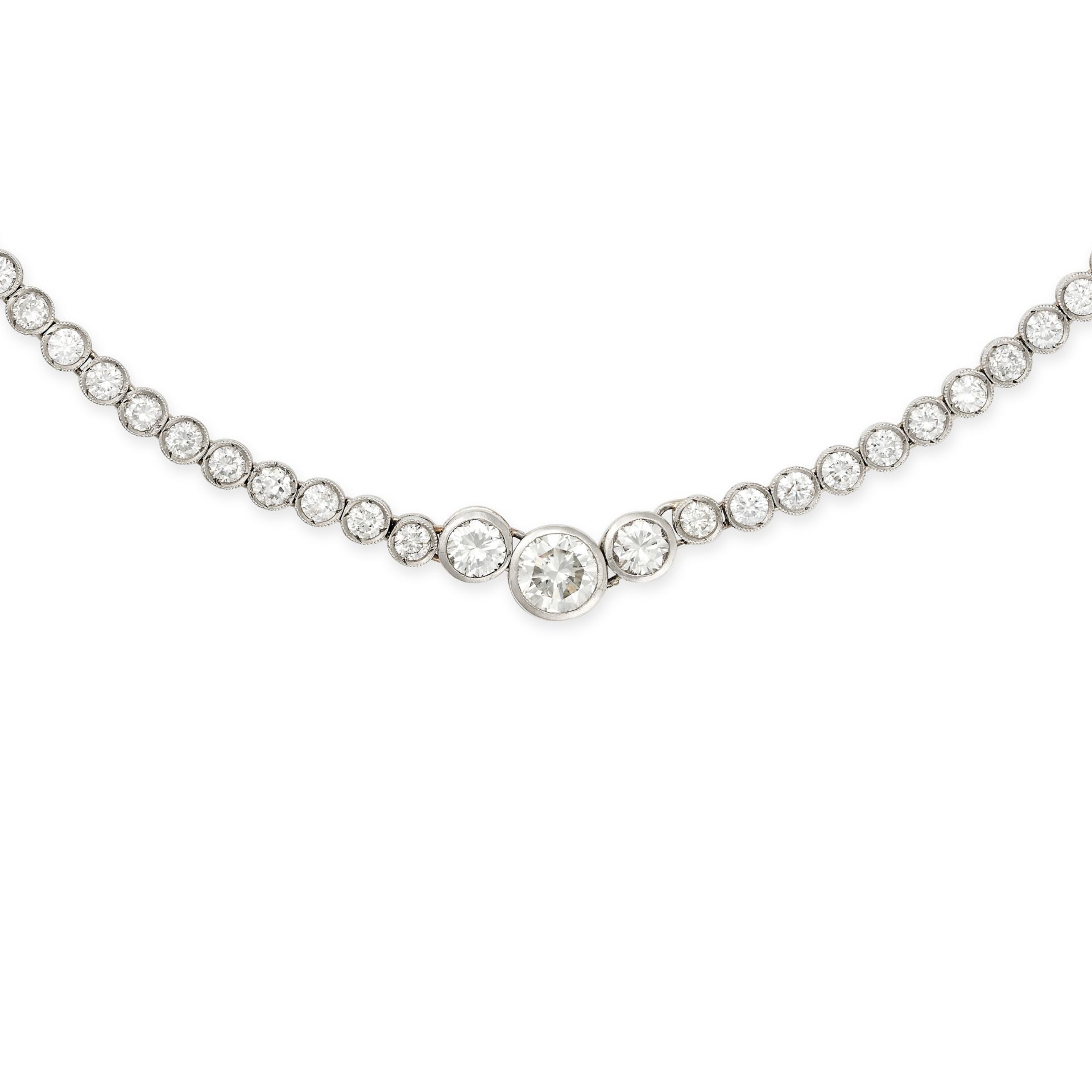 A DIAMOND NECKLACE set with a single row of round brilliant cut diamonds, the diamonds totalling 9. - Image 2 of 2