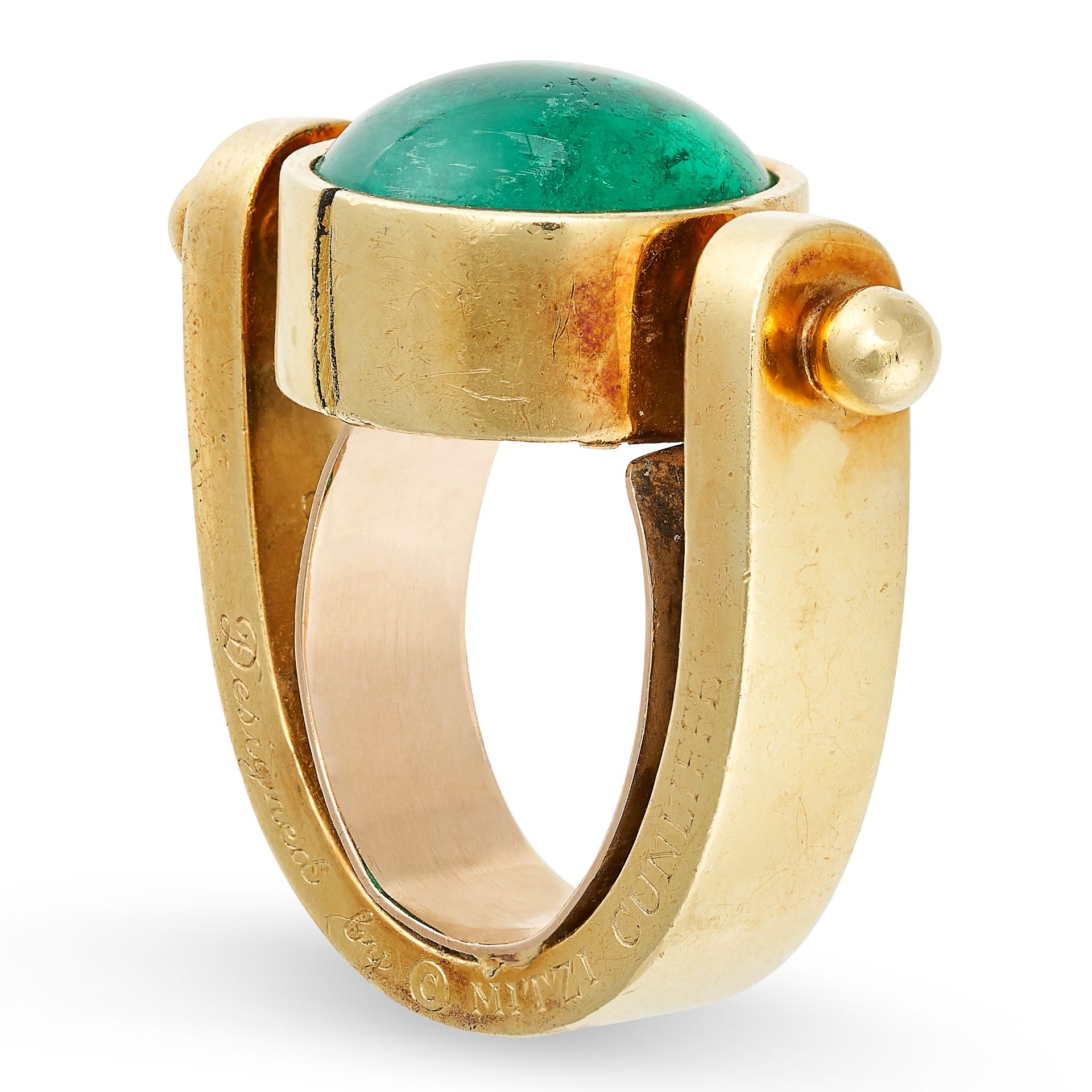 MITZI CUNLIFFE FOR CARTIER, A VINTAGE EMERALD DRESS RING in 18ct yellow gold, set with a cabochon - Image 2 of 2