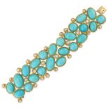 VAN CLEEF & ARPELS, AN IMPORTANT VINTAGE TURQUOISE AND DIAMOND BRACELET, CIRCA 1950 in 18ct yellow