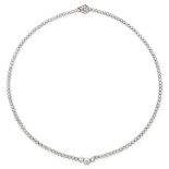 A DIAMOND NECKLACE set with a single row of round brilliant cut diamonds, the diamonds totalling 9.