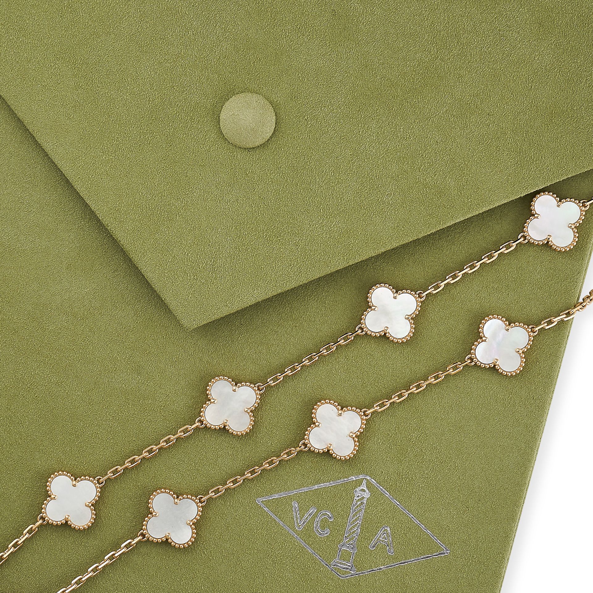 VAN CLEEF & ARPELS, A MOTHER OF PEARL ALHAMBRA NECKLACE in 18ct yellow gold, the chain punctuated by - Image 2 of 5