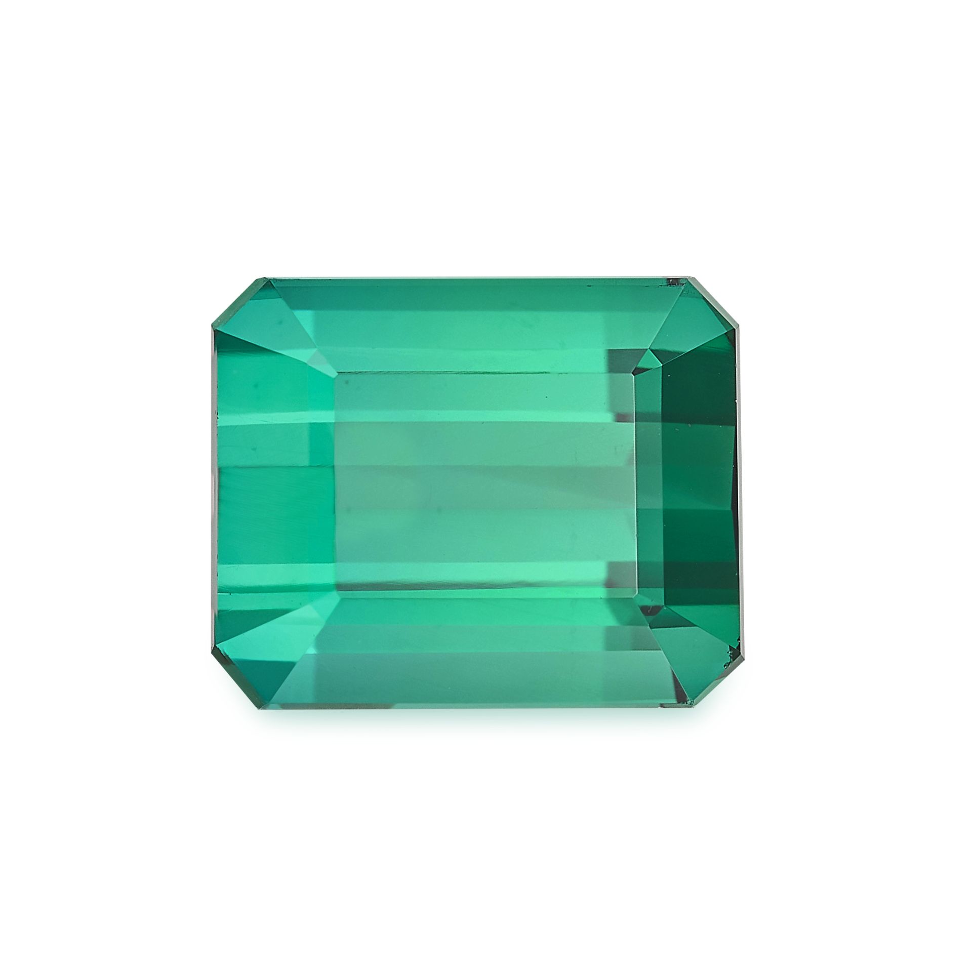 AN UNMOUNTED GREEN TOURMALINE octagonal step cut, 30.29 carats.