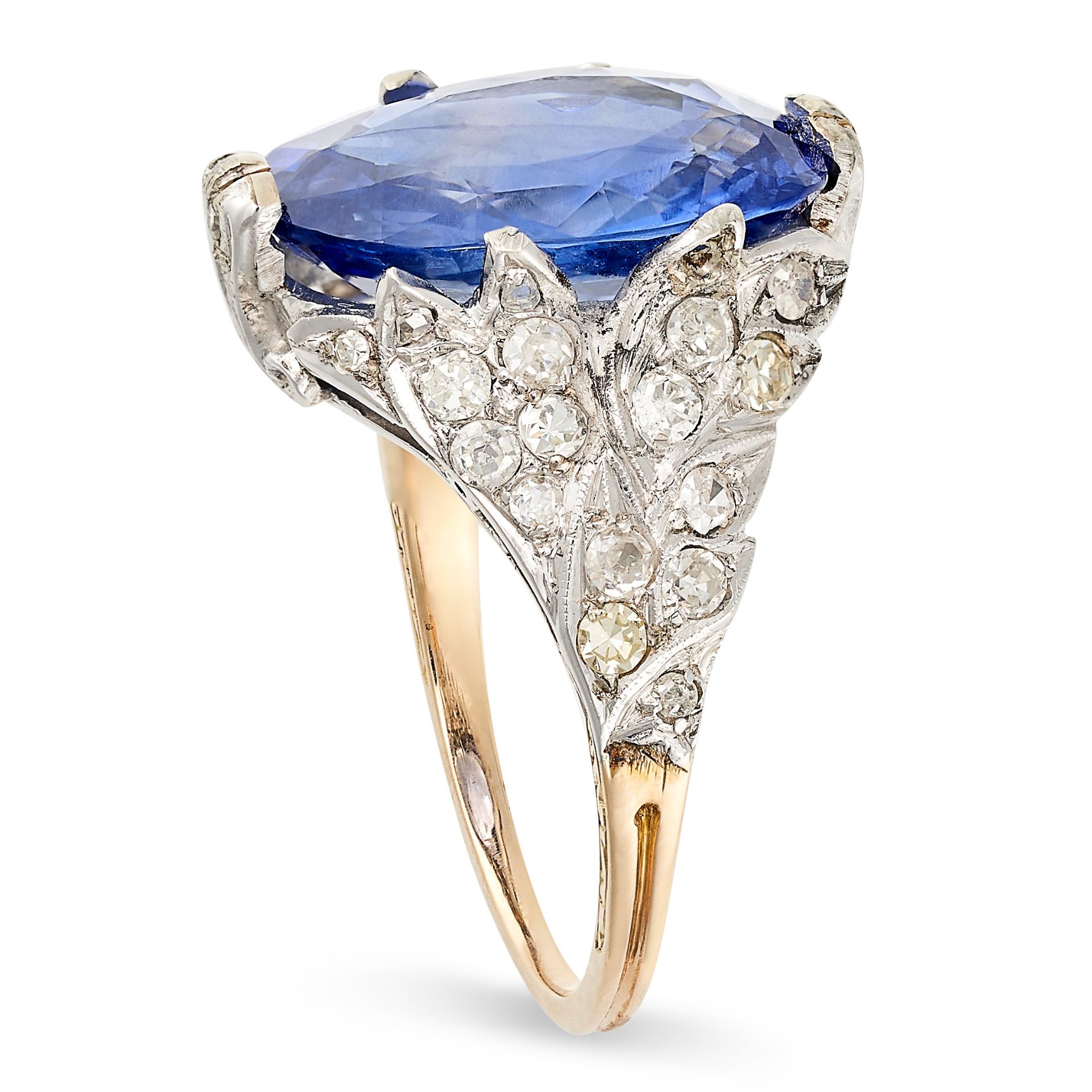 A CEYLON NO HEAT SAPPHIRE AND DIAMOND RING set with an oval cut sapphire of 8.23 carats, the - Image 2 of 2