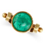 MITZI CUNLIFFE FOR CARTIER, A VINTAGE EMERALD DRESS RING in 18ct yellow gold, set with a cabochon