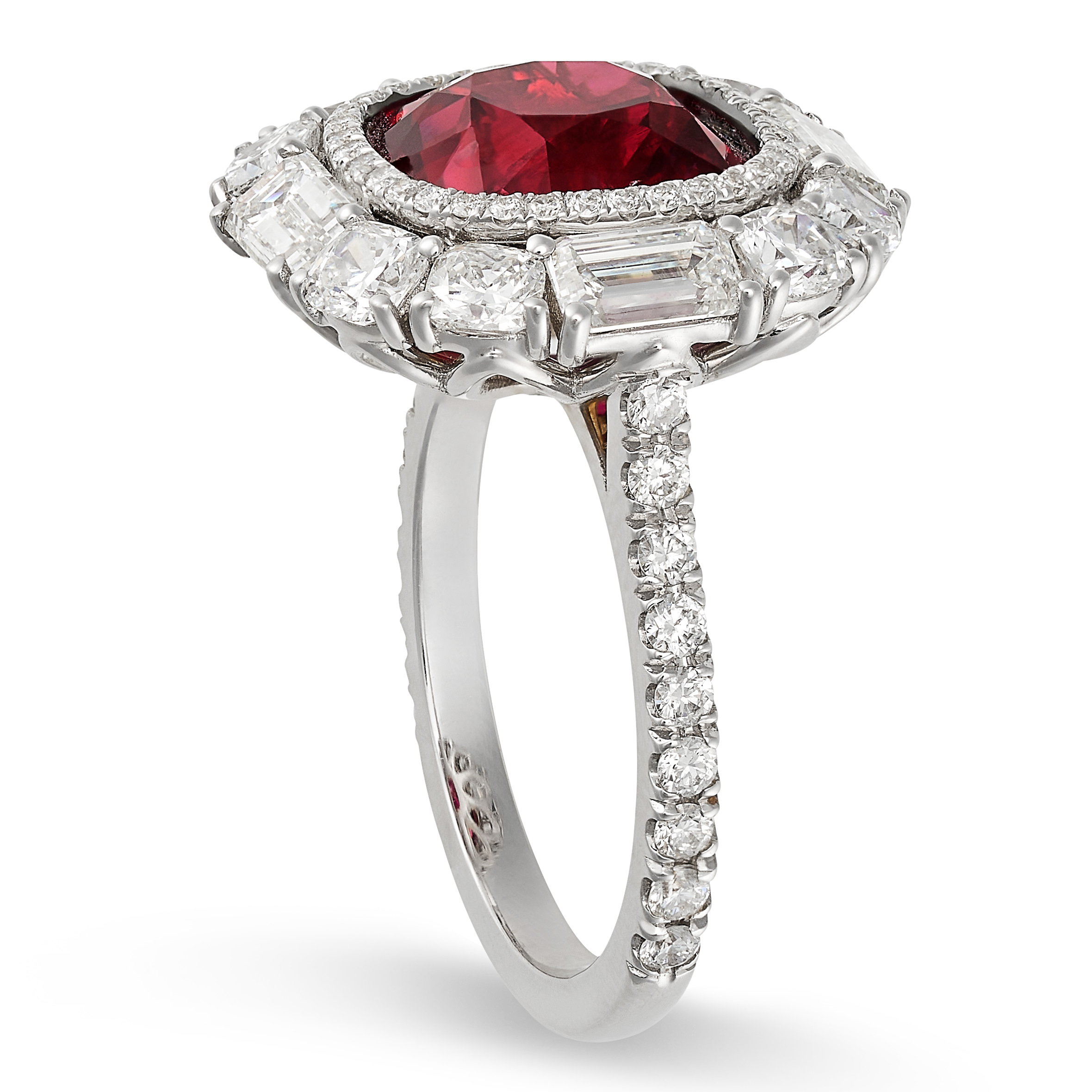 AN IMPORTANT PIGEON'S BLOOD BURMA NO HEAT RUBY AND DIAMOND RING in white gold, set with a cushion - Image 2 of 2