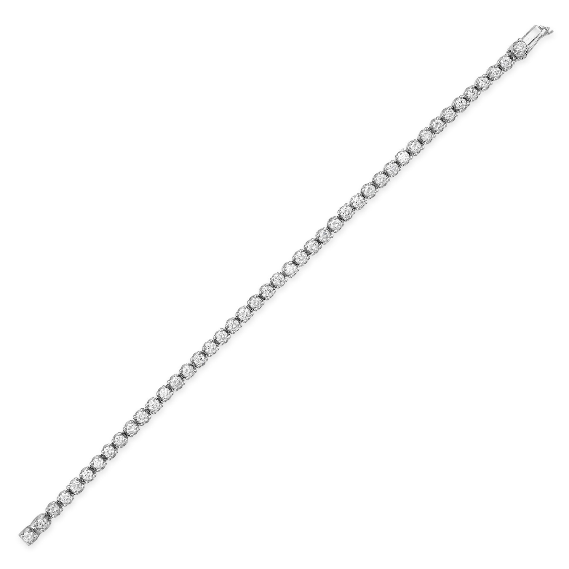 BULGARI, A DIAMOND LINE BRACELET in 18ct white gold, set with a row of round brilliant cut