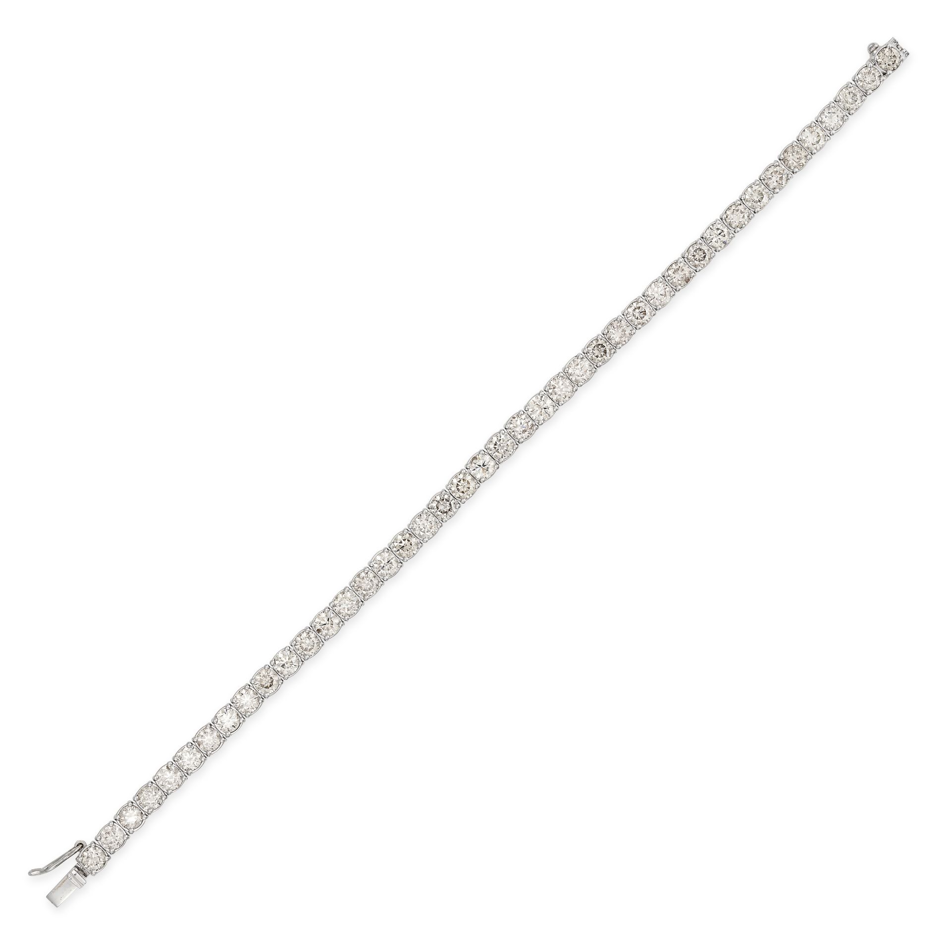 A 9.75 CARAT DIAMOND LINE BRACELET in 18ct white gold, set with a row of forty two round brilliant