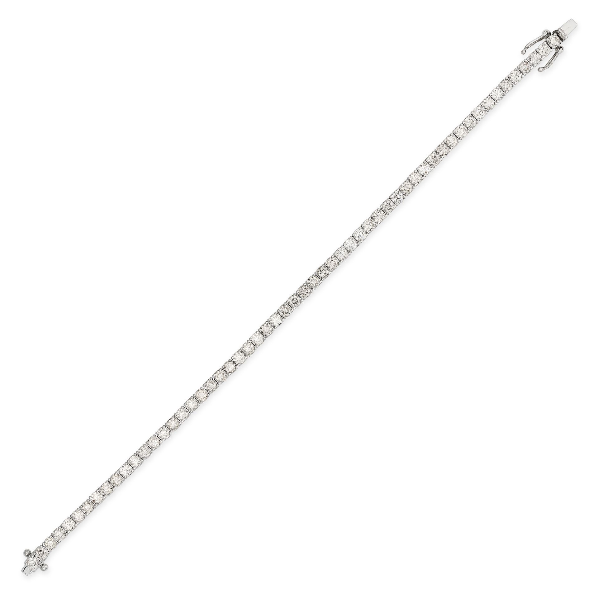 A 6.05 CARAT DIAMOND LINE BRACELET in 18ct white gold, set with a row of fifty seven round brilliant