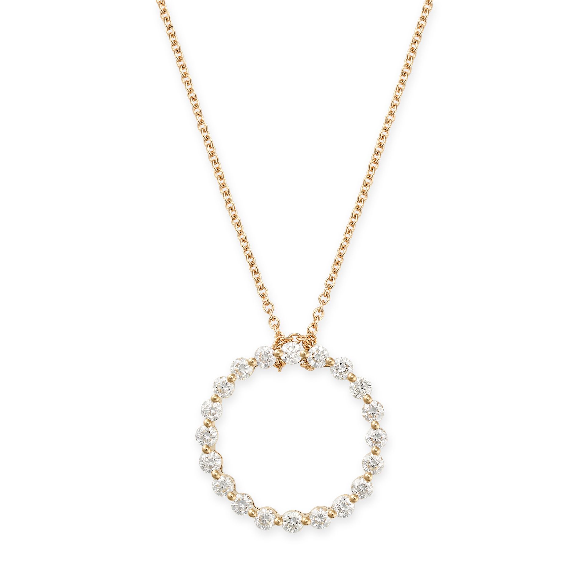 A DIAMOND OPEN CIRCLE PENDANT NECKLACE in 18ct yellow gold, the pendant designed as an openwork c... - Image 2 of 2