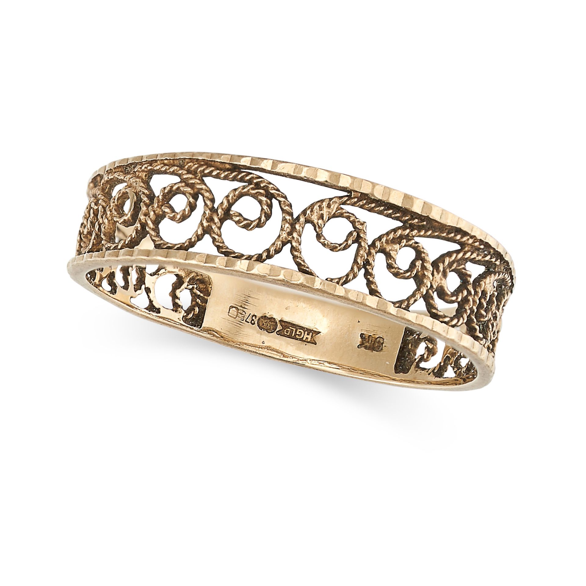 A GOLD RING in 9ct yellow gold, the wirework ring in twisted openwork design, partial British hal... - Image 2 of 2