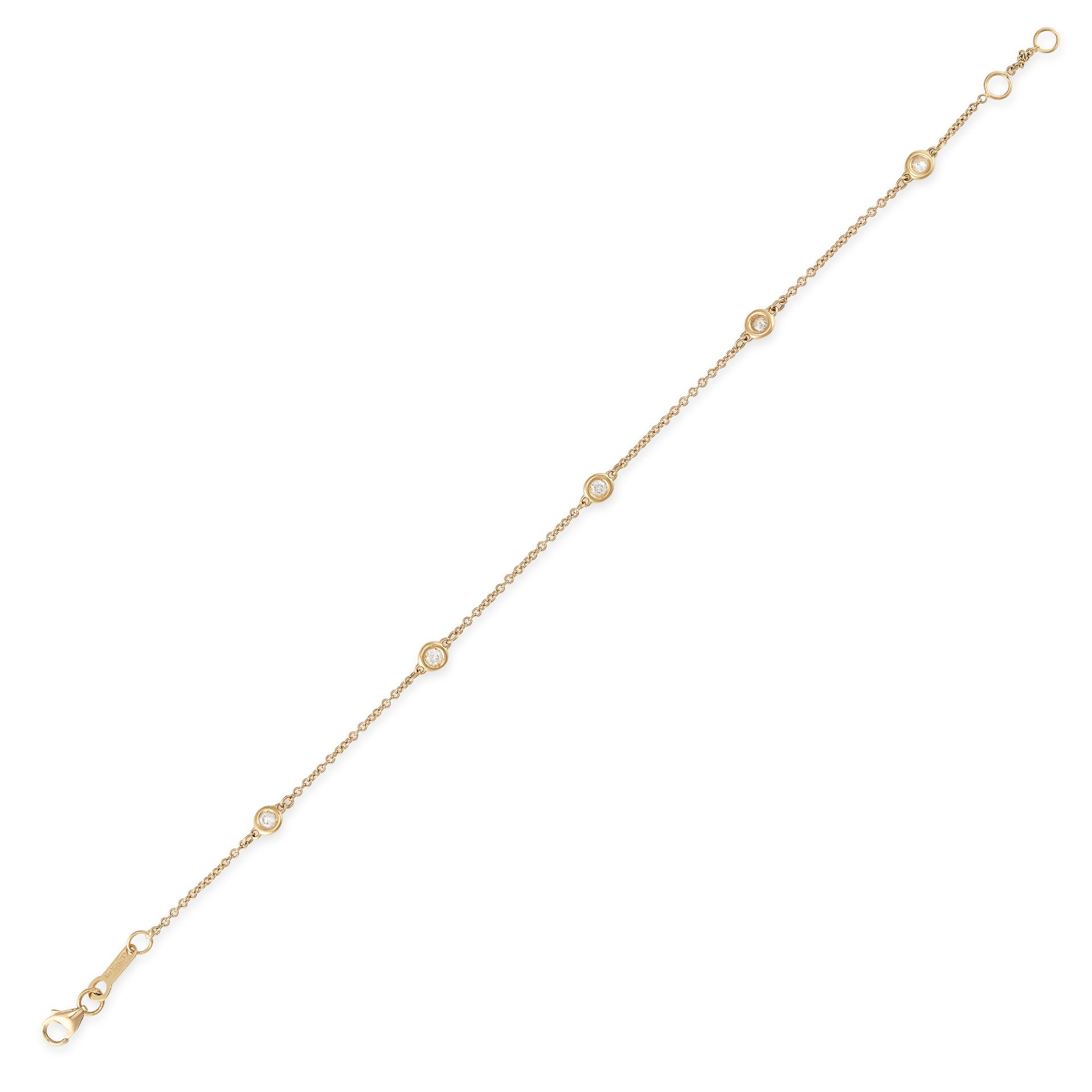 A DIAMOND BRACELET in 18ct yellow gold, the chain link bracelet set with five round brilliant cut... - Image 2 of 2