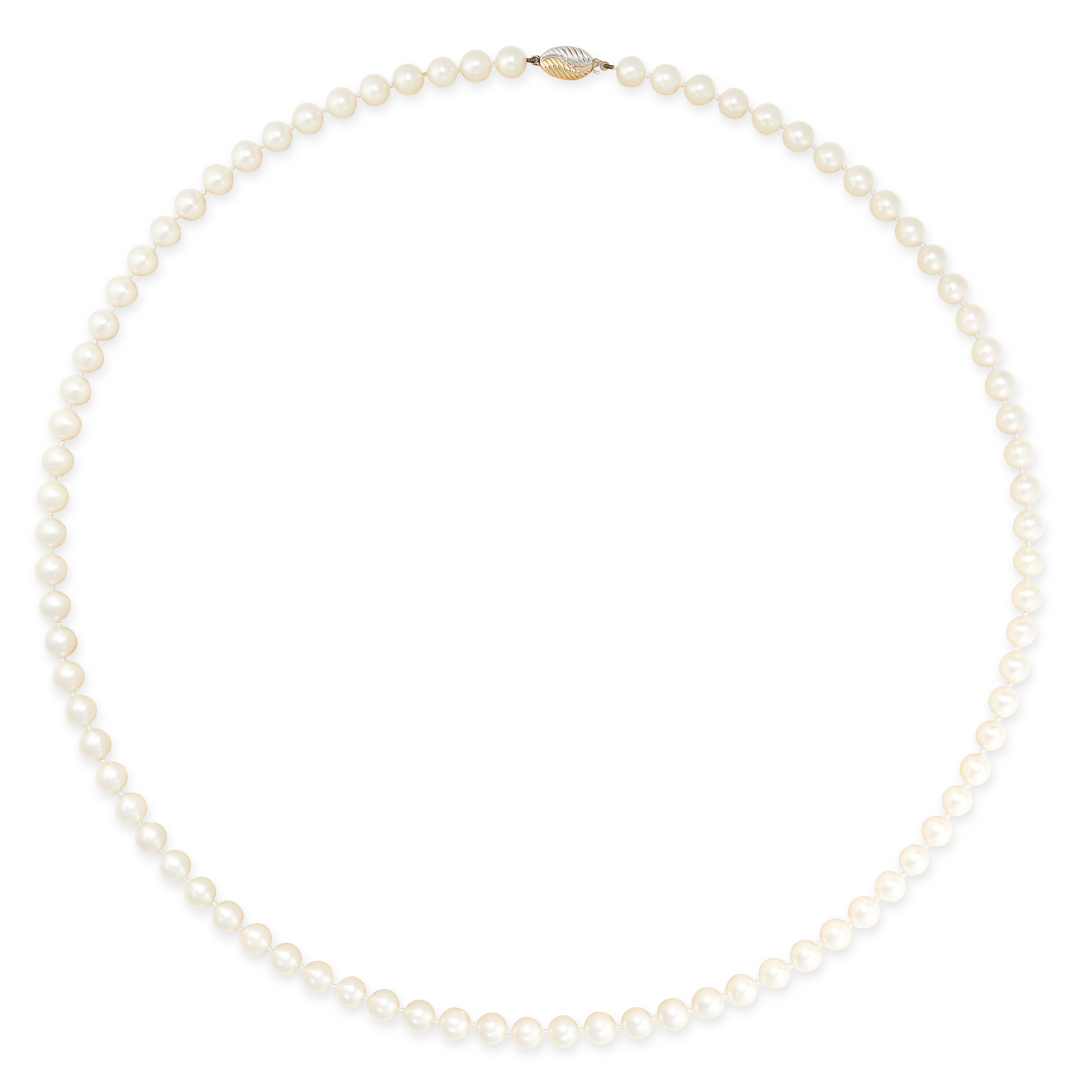 A PEARL NECKLACE in 14ct yellow and white gold, comprising a single row of pearls, stamped 585, 7... - Image 2 of 2