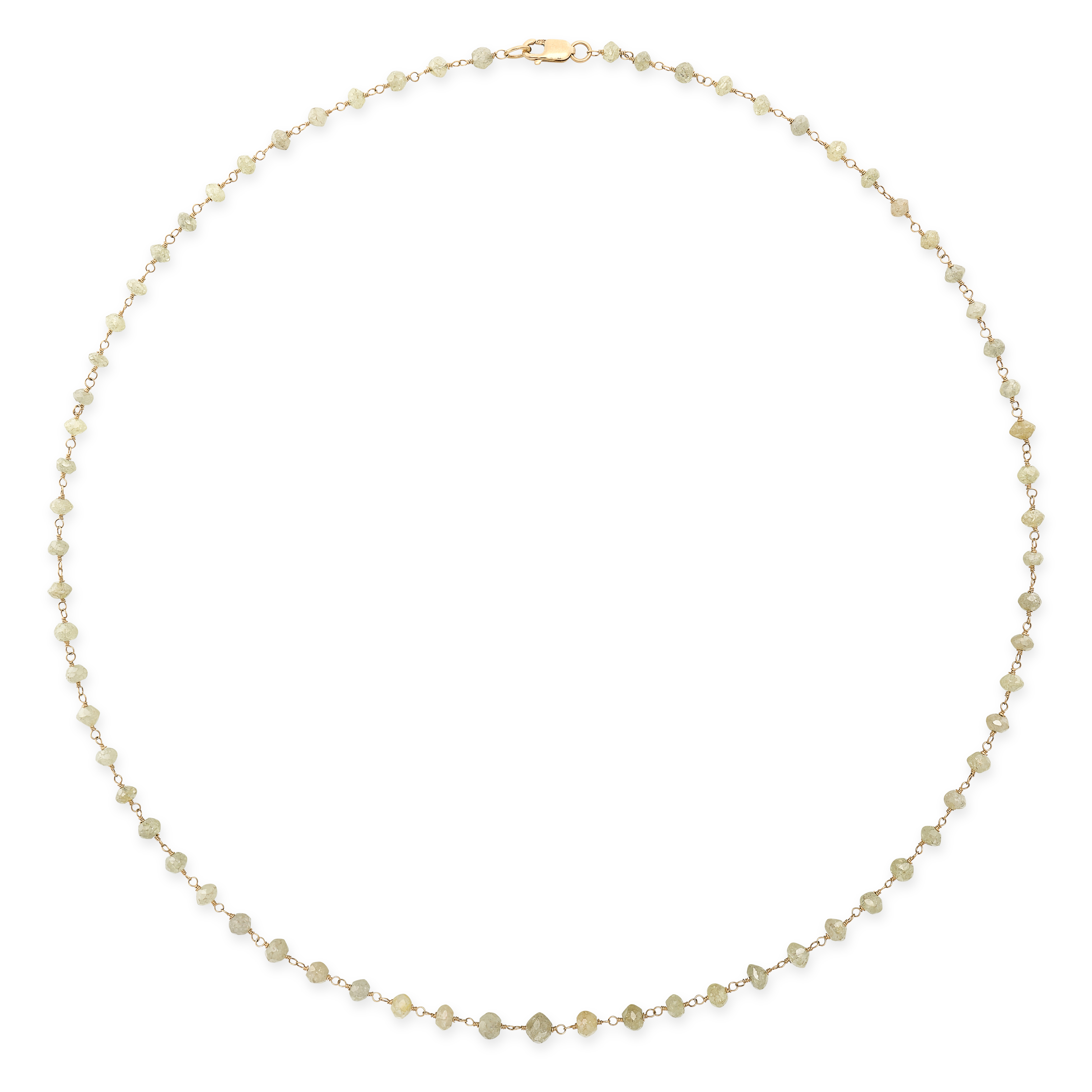 A FANCY YELLOW DIAMOND BEAD NECKLACE comprising a single row of faceted yellow diamond beads to w...