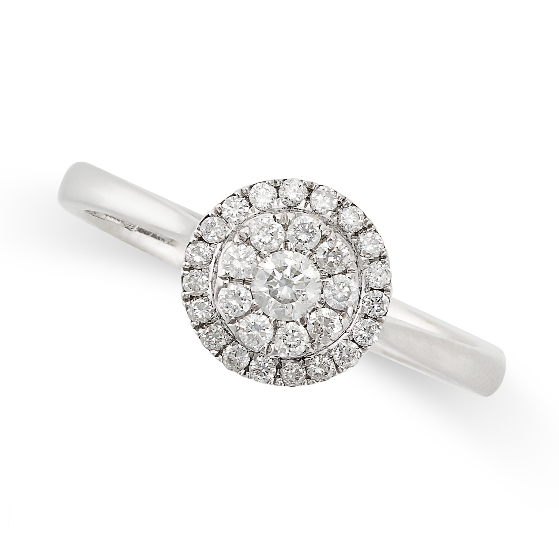 A DIAMOND CLUSTER RING set to the centre with a round brilliant cut diamond, within a double bord... - Image 2 of 4