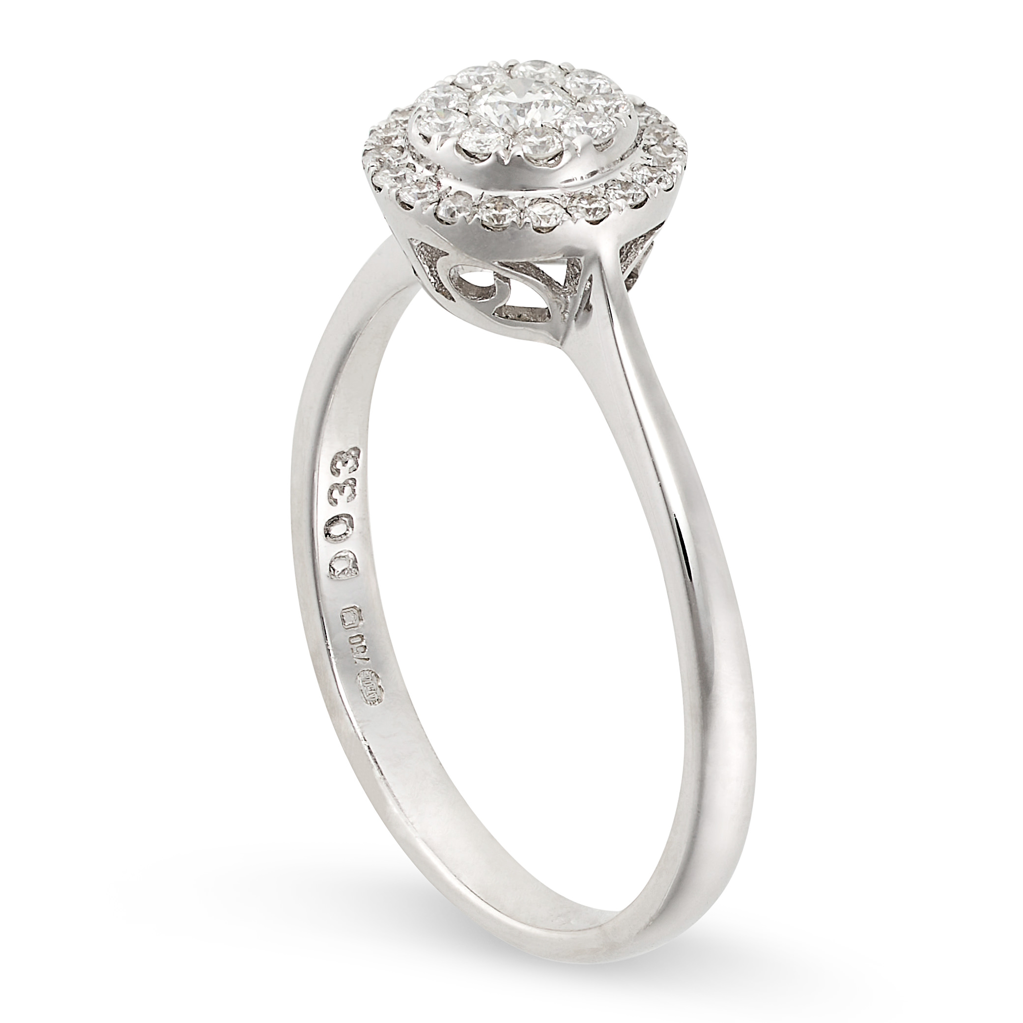 A DIAMOND CLUSTER RING set to the centre with a round brilliant cut diamond, within a double bord... - Image 4 of 4