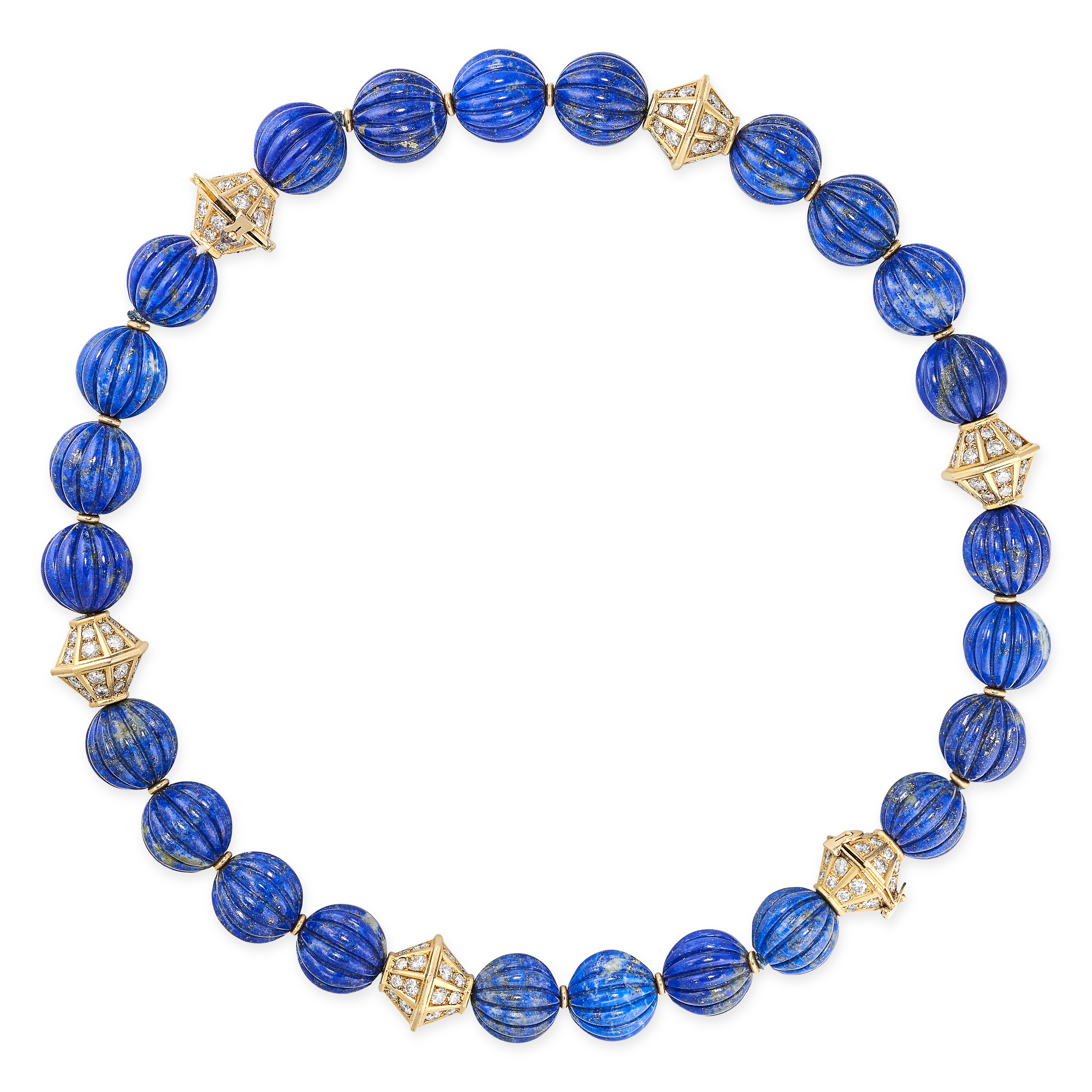 ASPREY, A LAPIS LAZULI BRACELET / NECKLACE in 18ct yellow gold, comprising two bracelets with lap... - Image 2 of 2